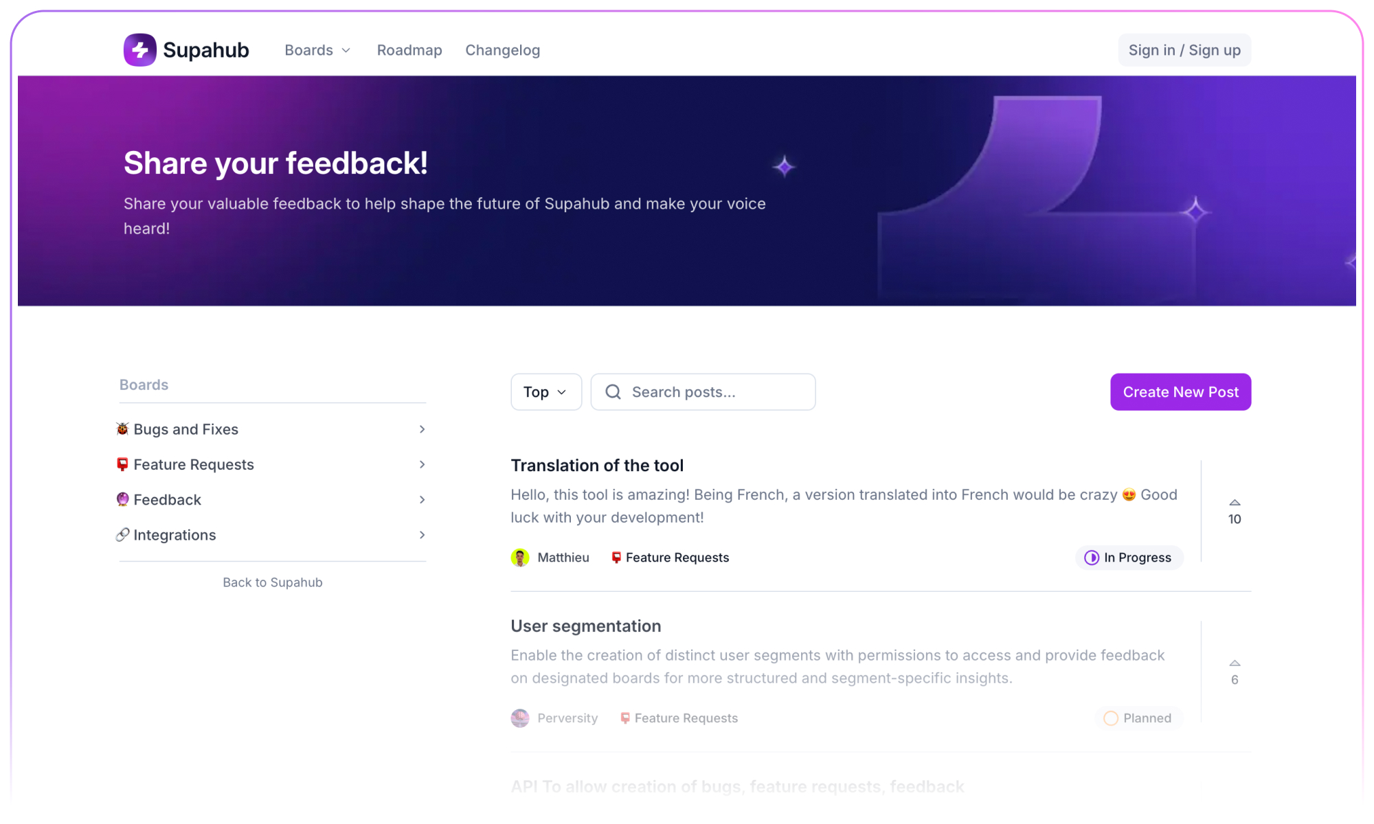Feedback hub